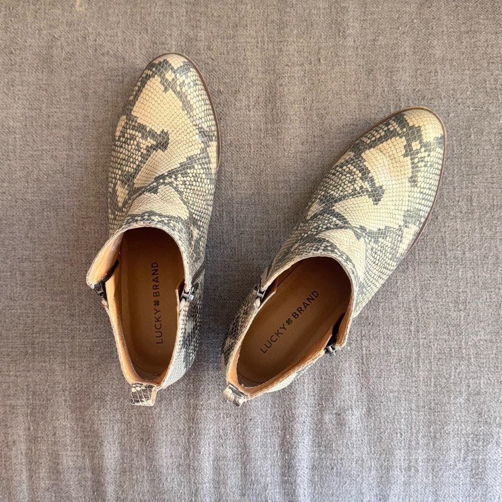 Lucky Brand Basel Bootie Snakeskin Genuine Leather Ankle Boots Mobwife 9M